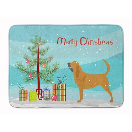 Carolines Treasures Bloodhound Merry Christmas Tree Machine Washable Memory Foam Mat BB2902RUG